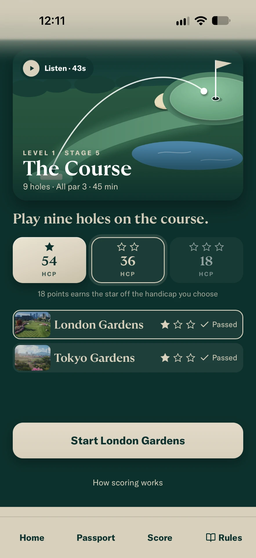 The Course — London Gardens and Tokyo Gardens