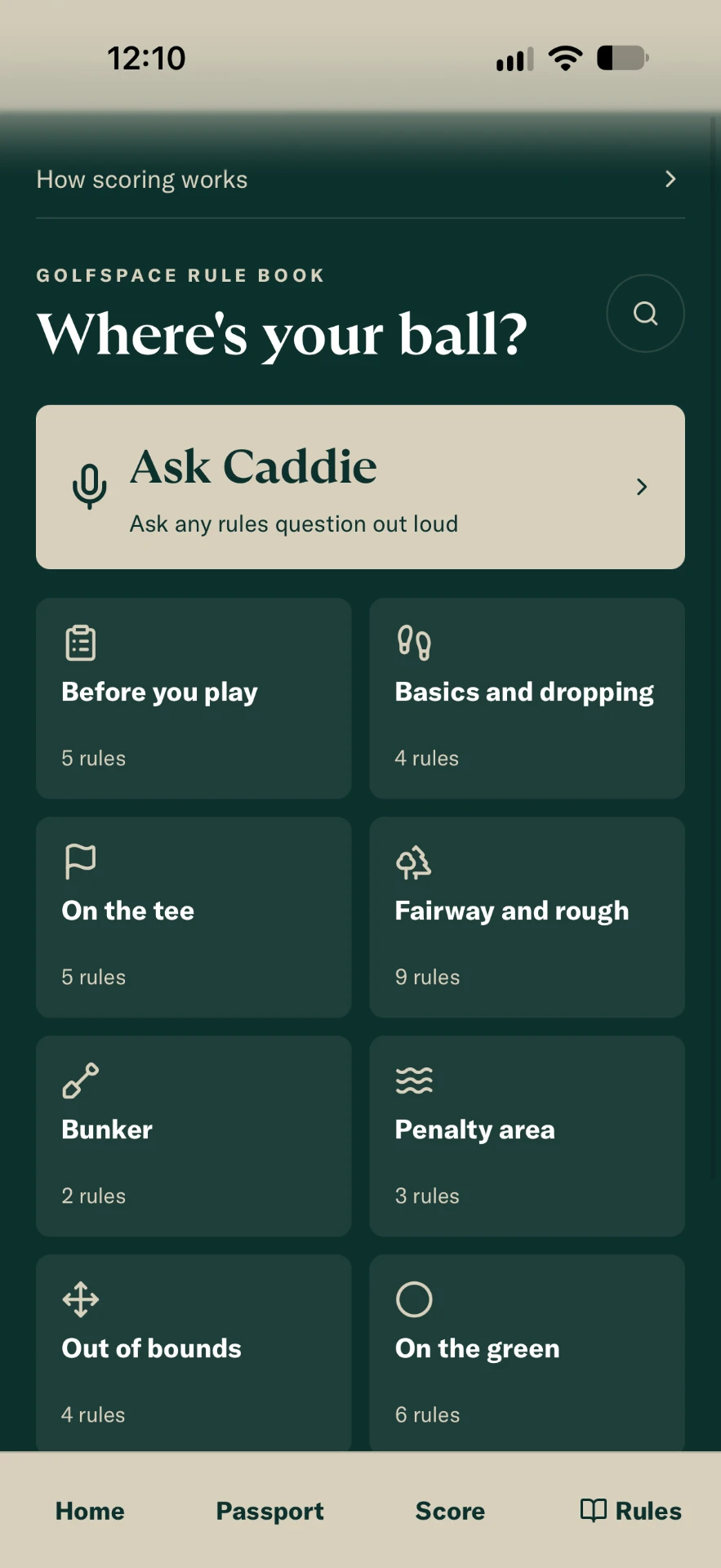 The Rule Book and Ask Caddie